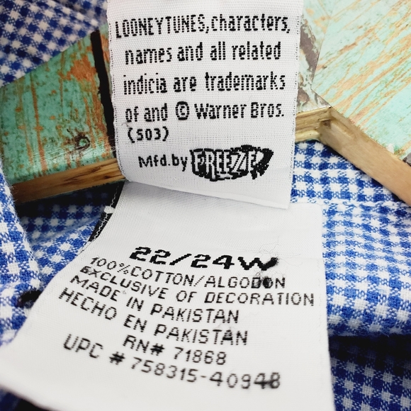 Vtg 90's Tweety Bird "How About Never" Gingham Top - Picture 8 of 8